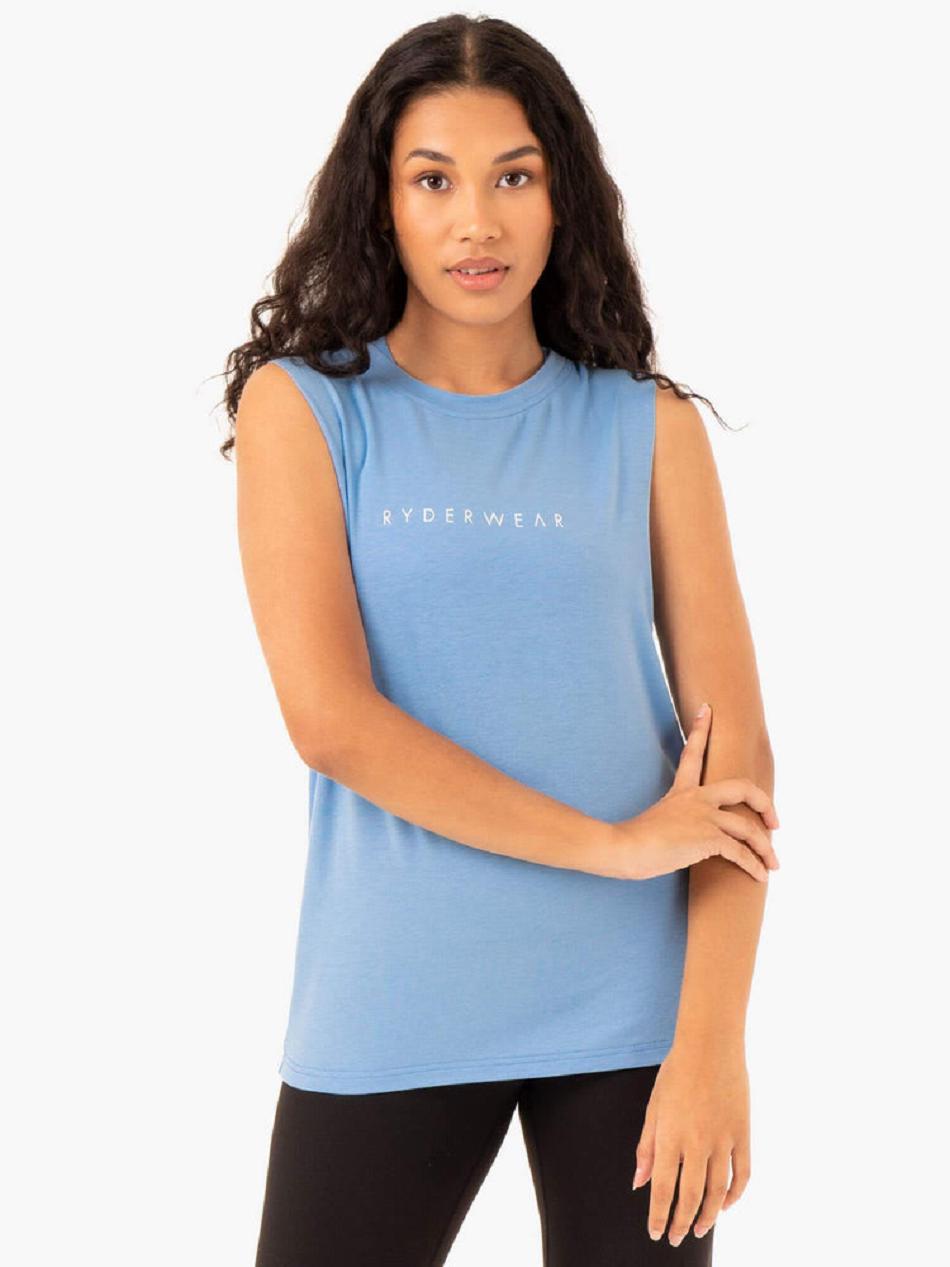 Blue Women\'s Ryderwear Foundation Muscle Tanks | OKT30911