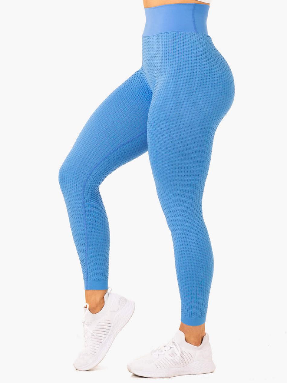 Blue Women's Ryderwear Honeycomb Scrunch Leggings Seamless | 118DF28566