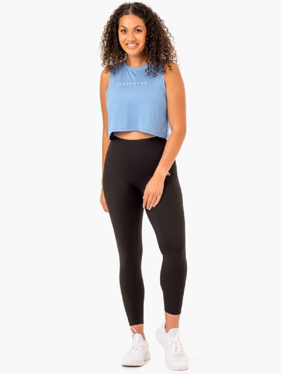 Blue Women's Ryderwear Hybrid Muscle Tanks | 5G6532283