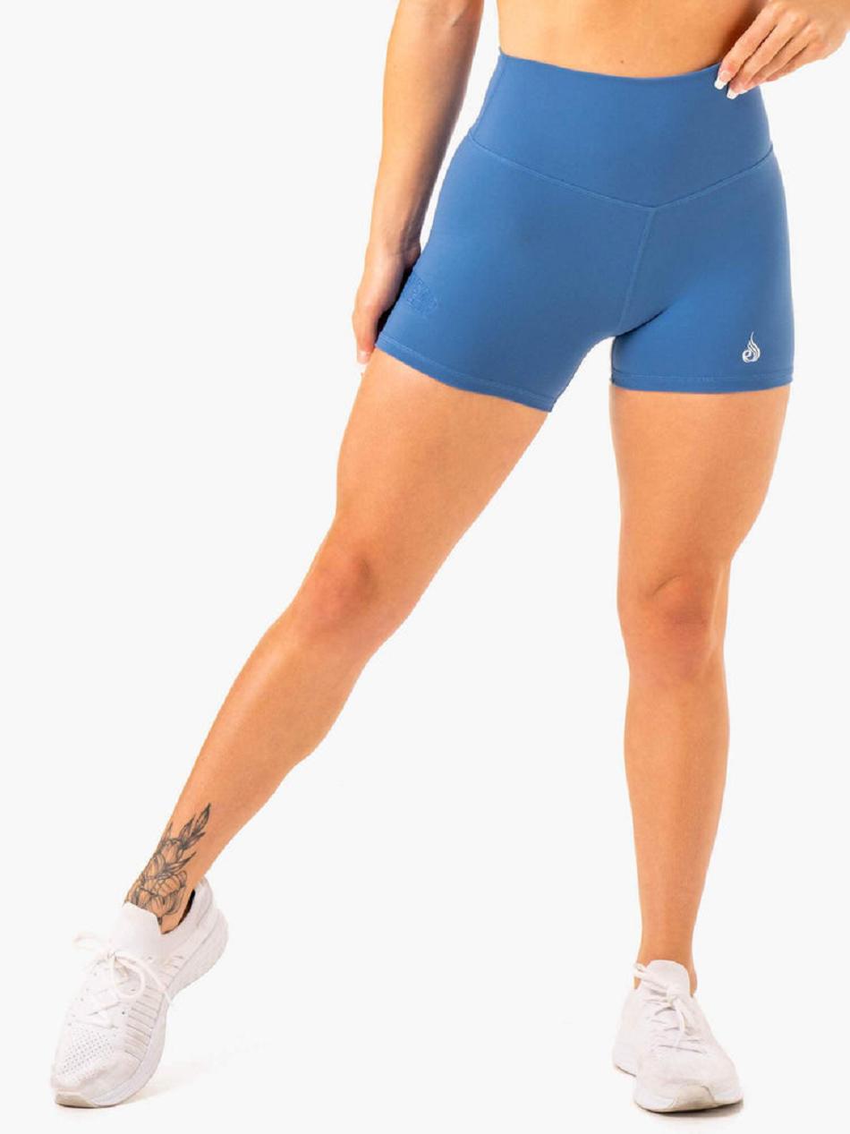 Blue Women's Ryderwear Knockout High Waisted Mid Length Shorts Scrunch Bum | 43FV94114