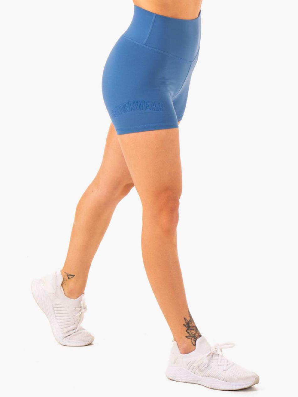 Blue Women's Ryderwear Knockout High Waisted Mid Length Shorts Scrunch Bum | 43FV94114