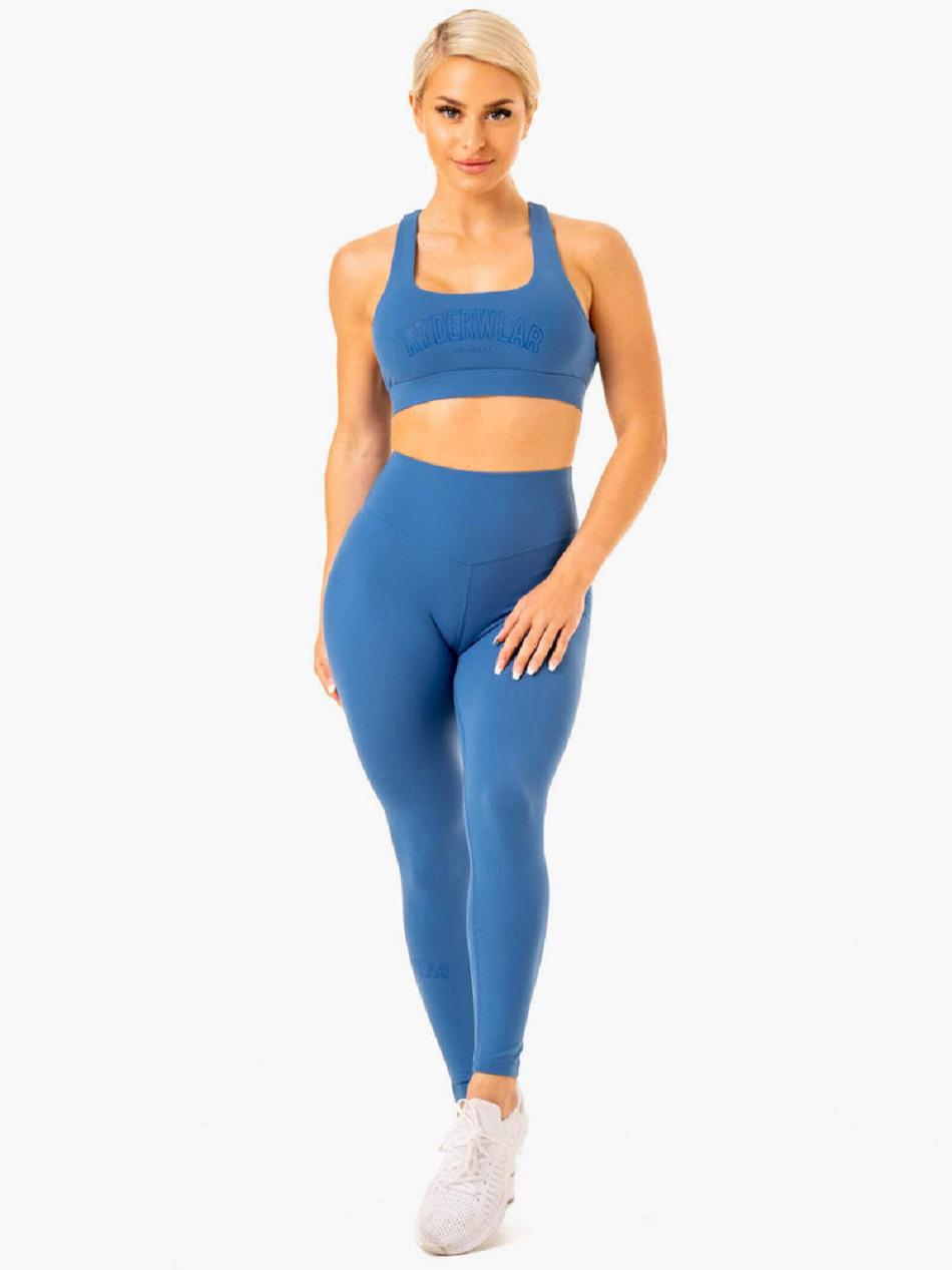 Blue Women's Ryderwear Knockout High Waisted Scrunch Leggings | 6D3845428