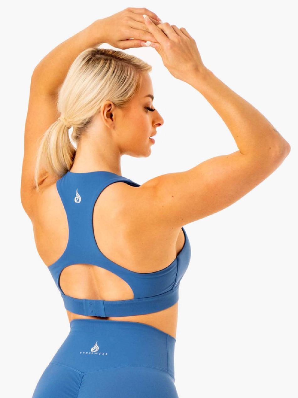 Blue Women's Ryderwear Knockout Racer Back Sports Bras | XG5699834