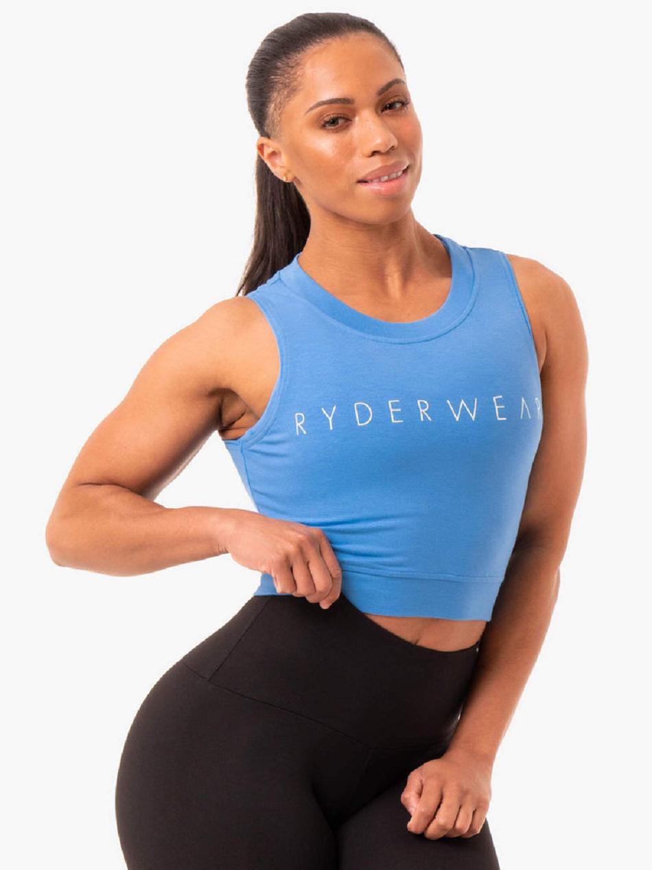 Blue Women's Ryderwear Motion Crop Tanks | FG6758133