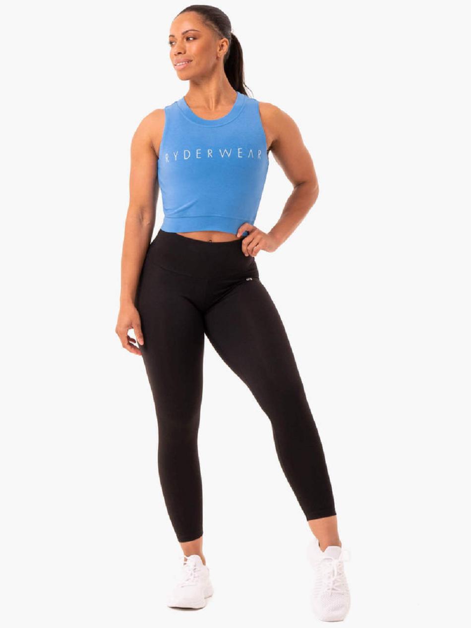 Blue Women's Ryderwear Motion Crop Tanks | FG6758133