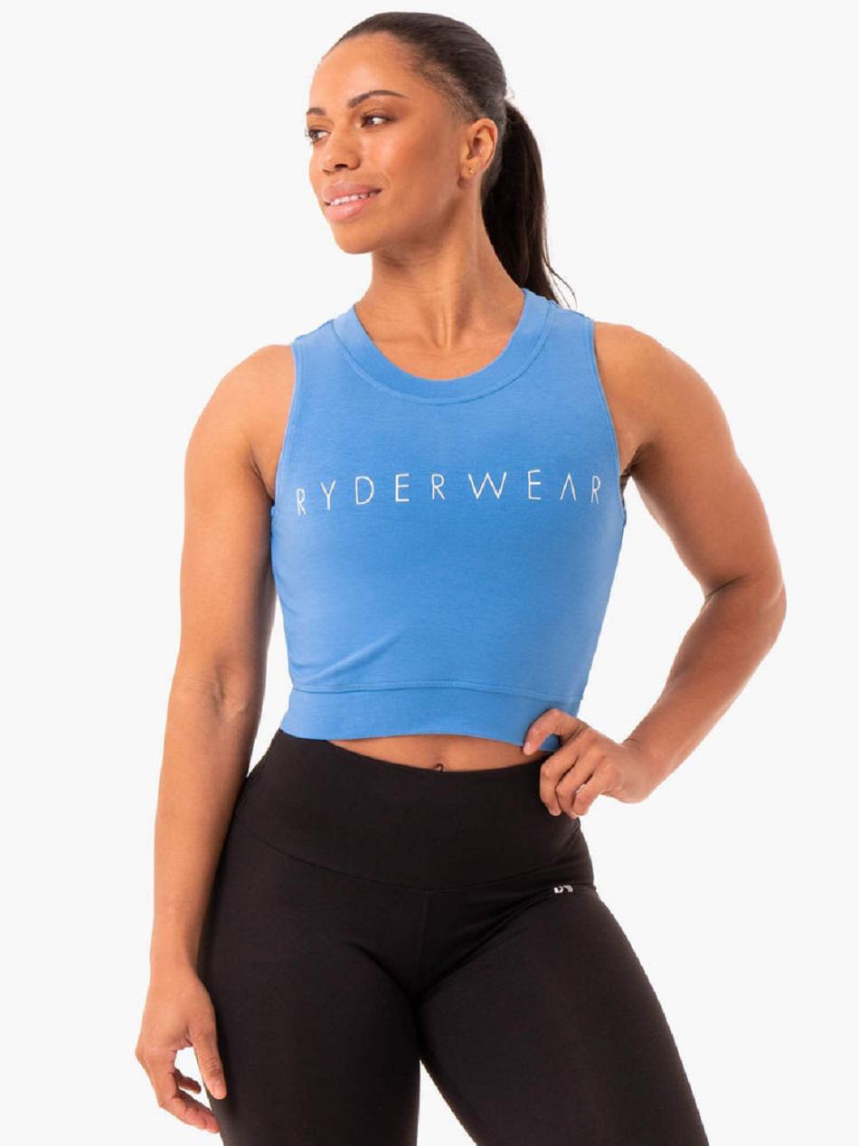 Blue Women\'s Ryderwear Motion Crop Top Top | 63SB53944