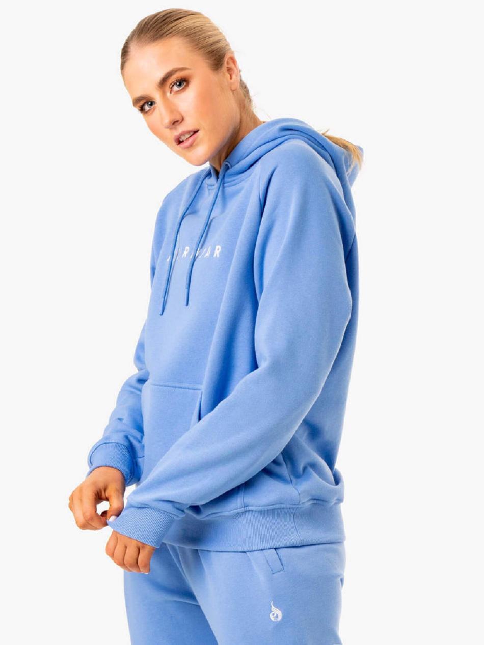 Blue Women's Ryderwear Off Duty Fleece Hoodie Top | 65Y6461672