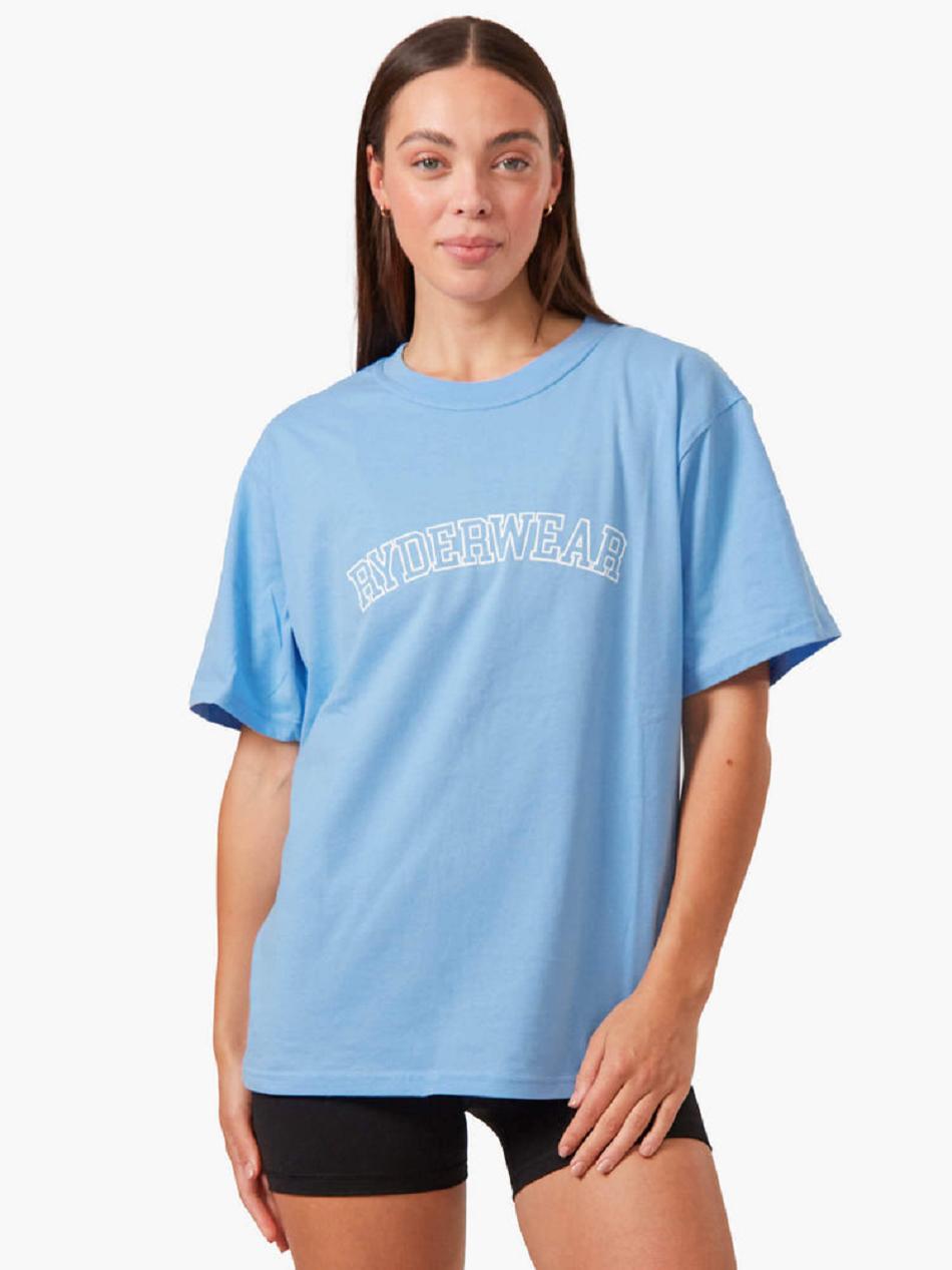 Blue Women\'s Ryderwear Oversized T-shirt | 73KR84310