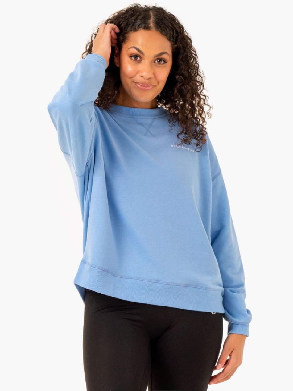 Blue Women's Ryderwear Recover Lightweight Sweaters | G2T85567