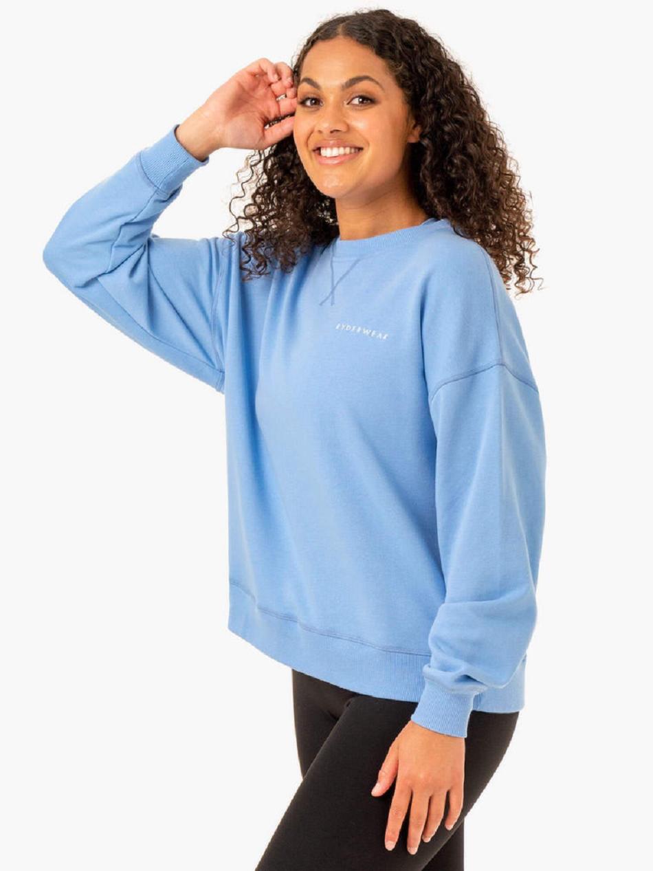 Blue Women's Ryderwear Recover Lightweight Sweaters | G2T85567