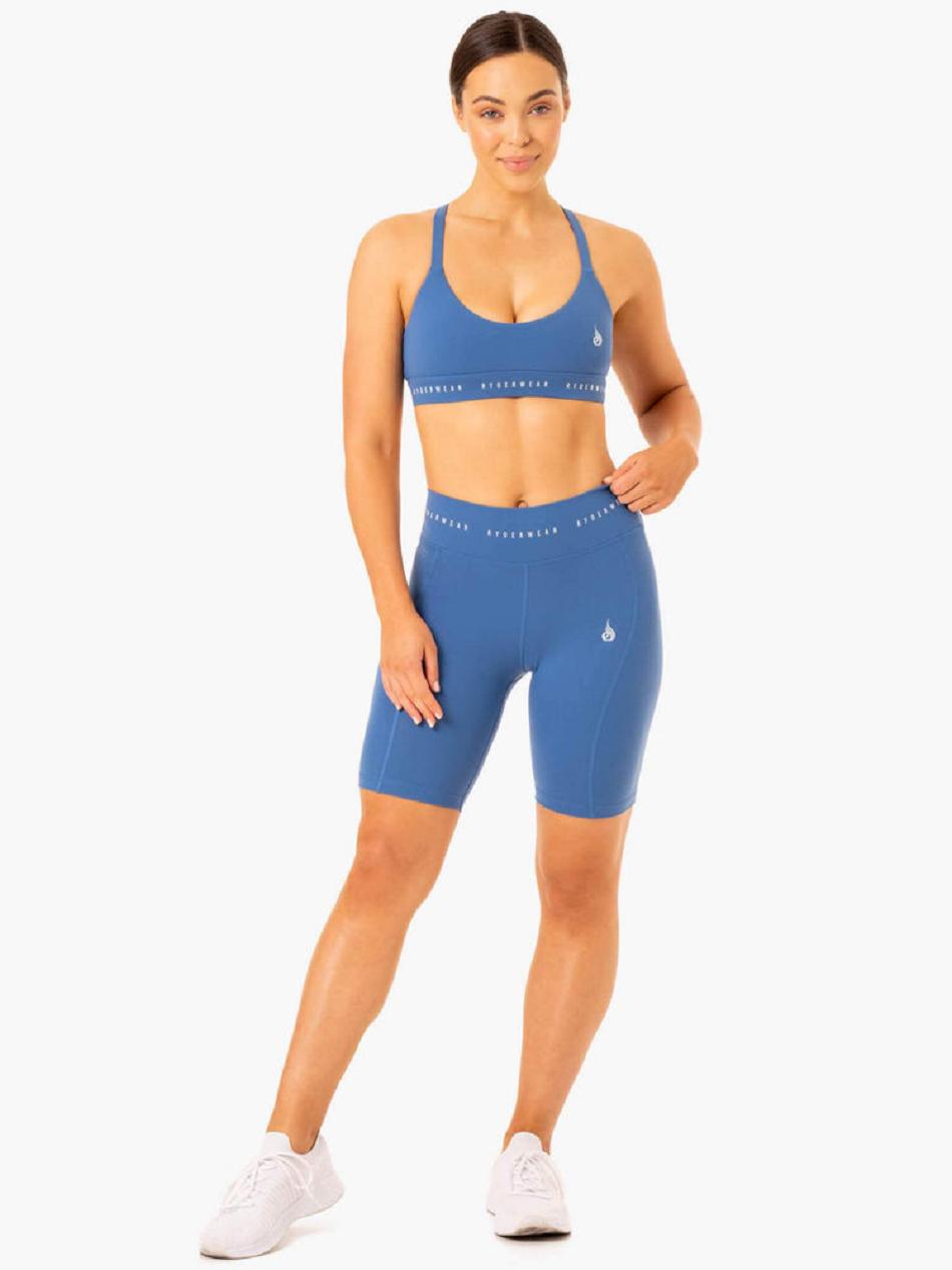 Blue Women's Ryderwear Reflex High Waisted Bike Shorts | 51ES27007