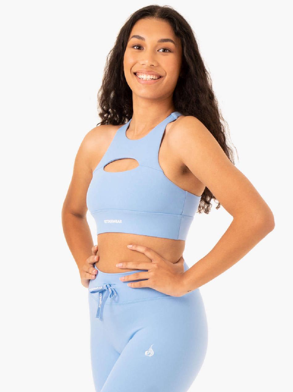 Blue Women's Ryderwear Replay Cut Out Sports Bras | 116J82428