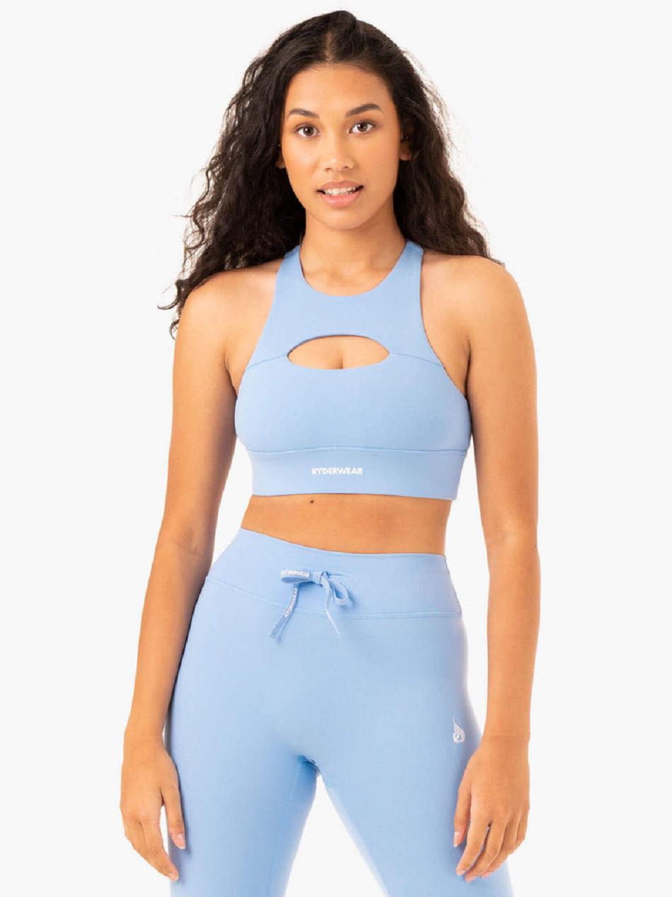 Blue Women\'s Ryderwear Replay Cut Out Sports Bras | 116J82428