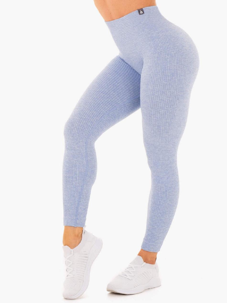 Blue Women\'s Ryderwear Rib Leggings Seamless | A2X71870