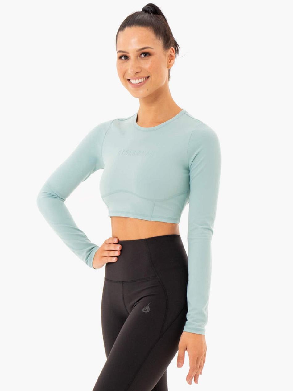 Blue Women's Ryderwear Sola Long Sleeve Top Top | FG70872