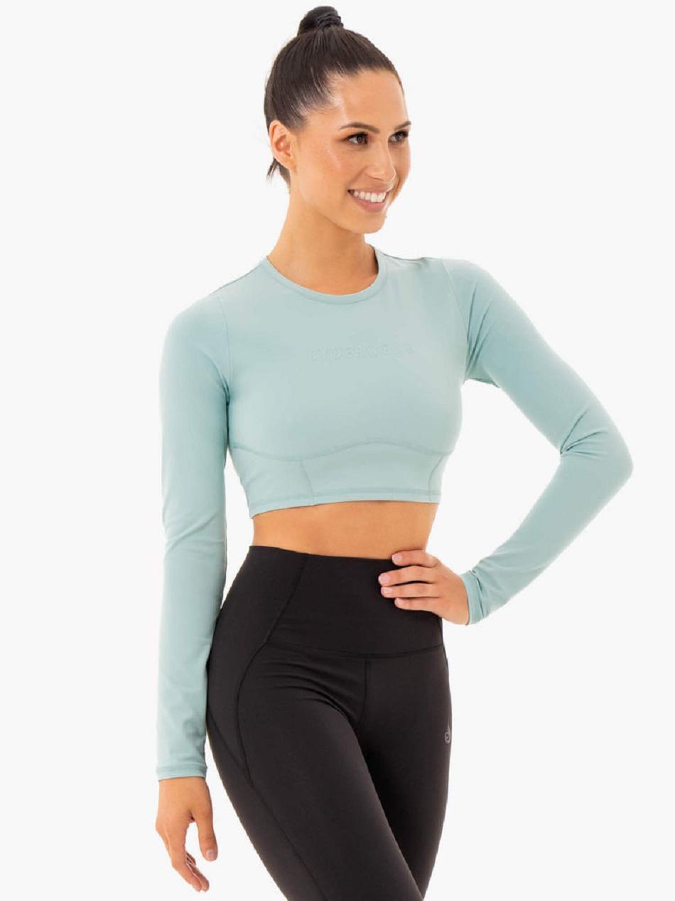 Blue Women's Ryderwear Sola Long Sleeve Top Top | FG70872