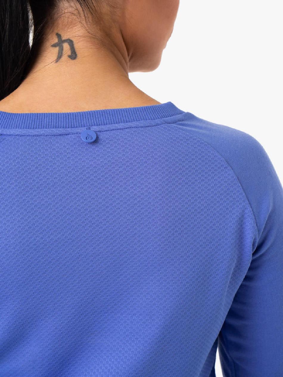 Blue Women's Ryderwear Staples Cropped Sweater Top | 131G56325