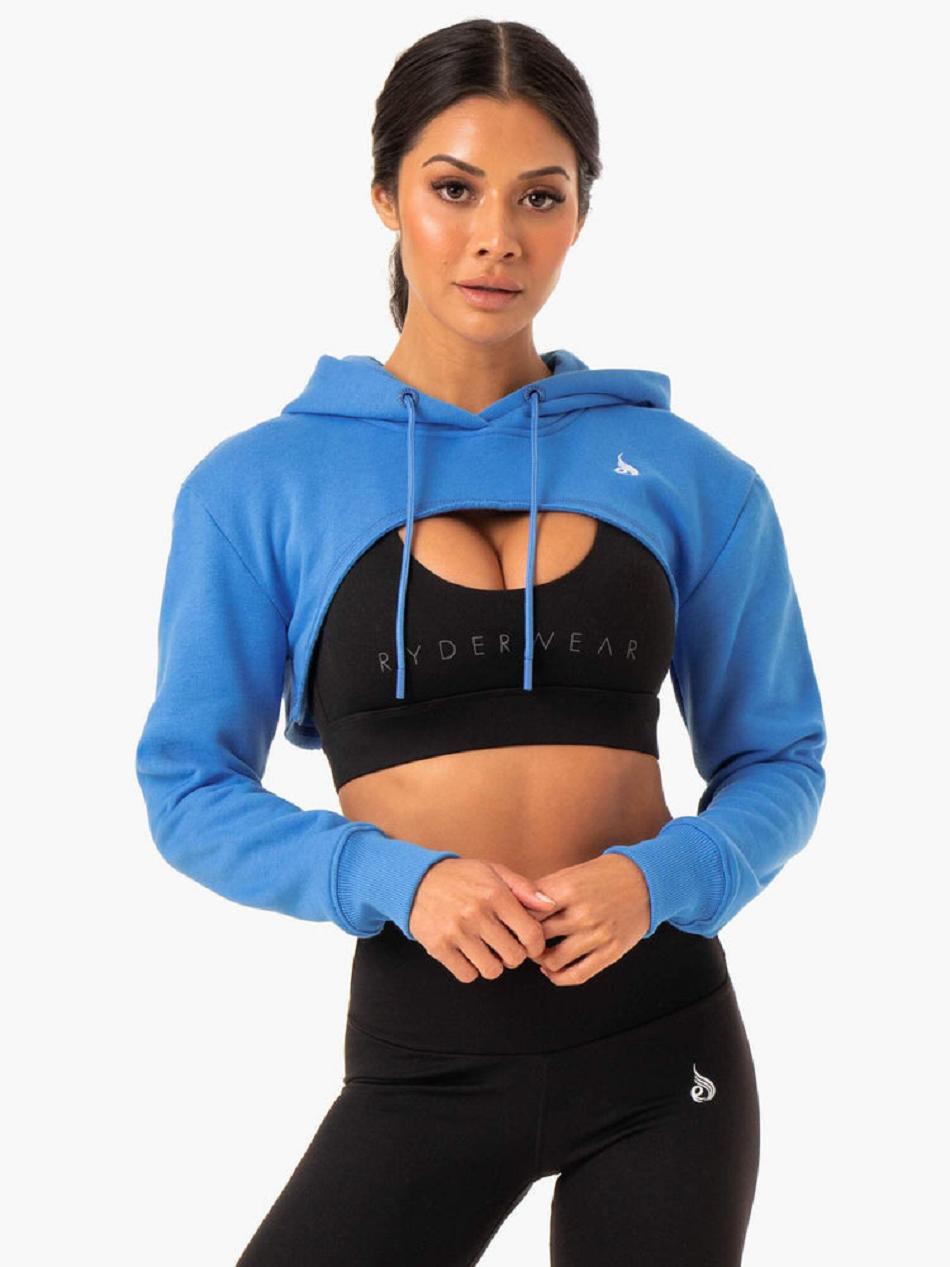 Blue Women\'s Ryderwear Staples Super Crop Sweater Top | 135DF84753