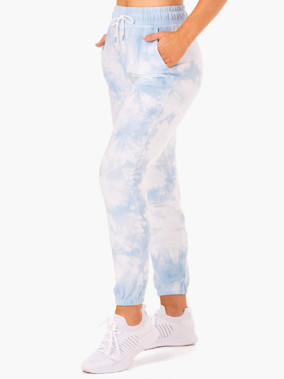 Blue Women's Ryderwear Tie Dye High Waisted Track Pants Trackset | 74NG49686