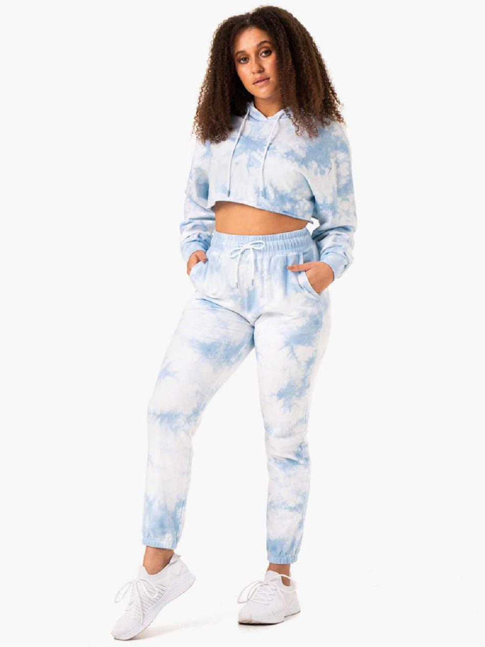 Blue Women's Ryderwear Tie Dye Pullover Hoodie Trackset | G5B93512