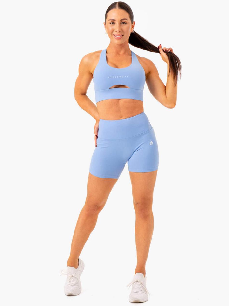 Blue Women's Ryderwear Vital Mid Length Scrunch Shorts | V8F10099