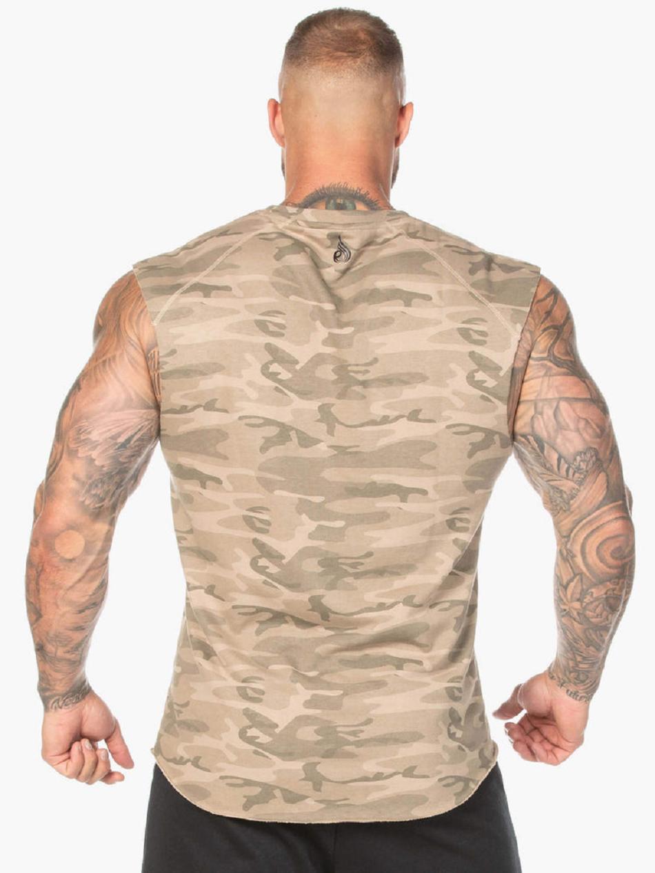 Brown / Camo Men's Ryderwear Camo Fleece Tanks | 142J20245