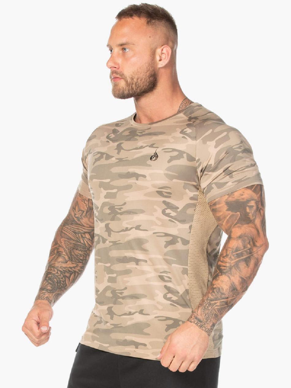 Brown / Camo Men's Ryderwear Camo Mesh T-Shirt Top | 88JF52535