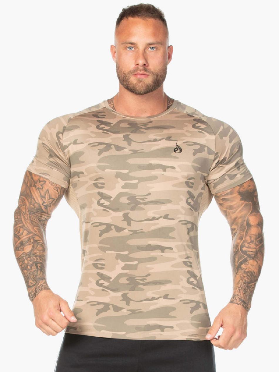 Brown / Camo Men's Ryderwear Camo Mesh T-Shirt Top | 88JF52535