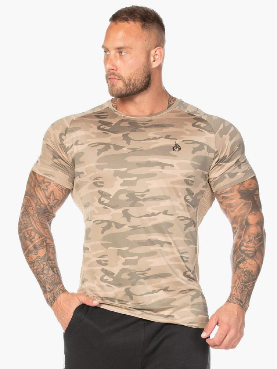 Brown / Camo Men\'s Ryderwear Camo Mesh T-Shirt Top | 88JF52535