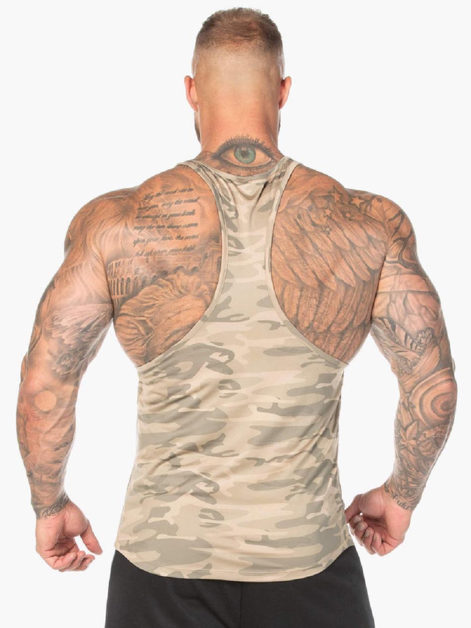 Brown / Camo Men's Ryderwear Camo T-Back Stringers | 132T16852