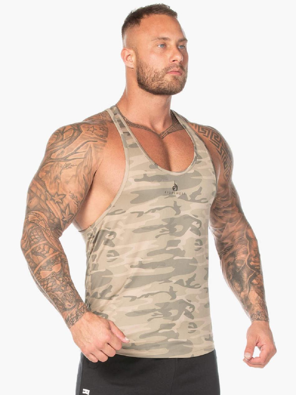 Brown / Camo Men's Ryderwear Camo T-Back Stringers | 132T16852