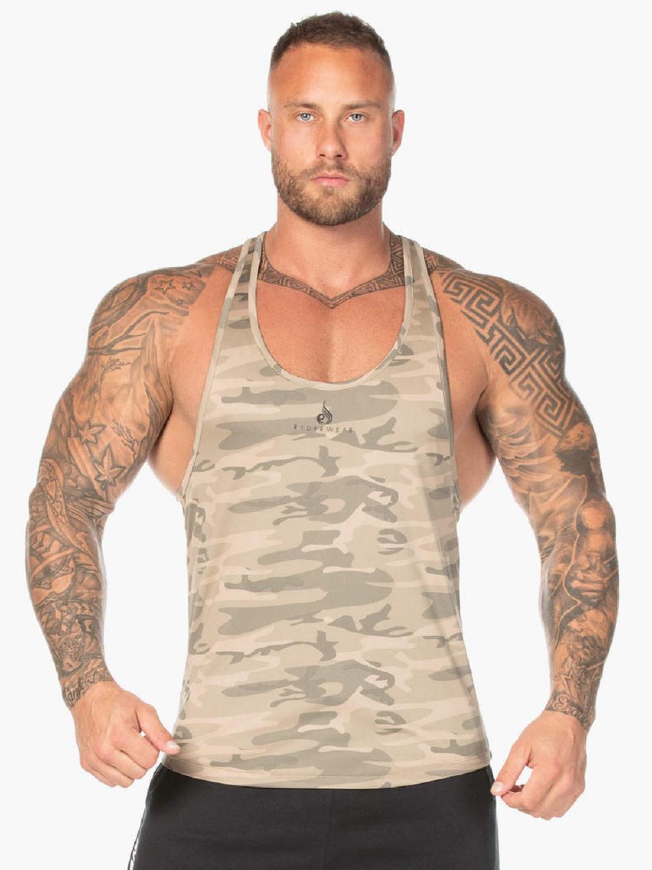 Brown / Camo Men\'s Ryderwear Camo T-Back Stringers | 132T16852