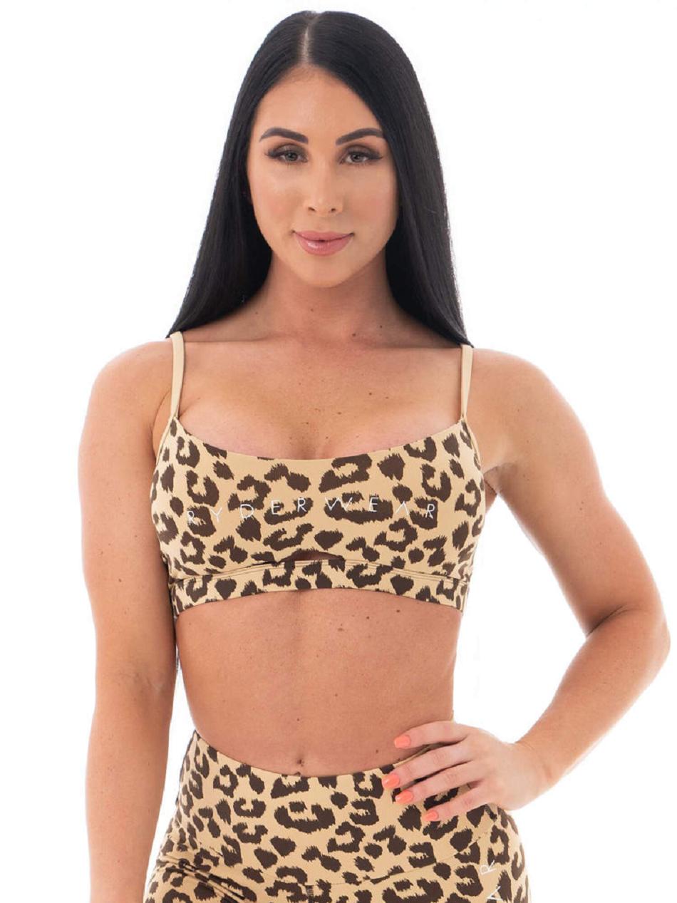 Brown / Leopard Women\'s Ryderwear Animal Sports Bras | OKT61192