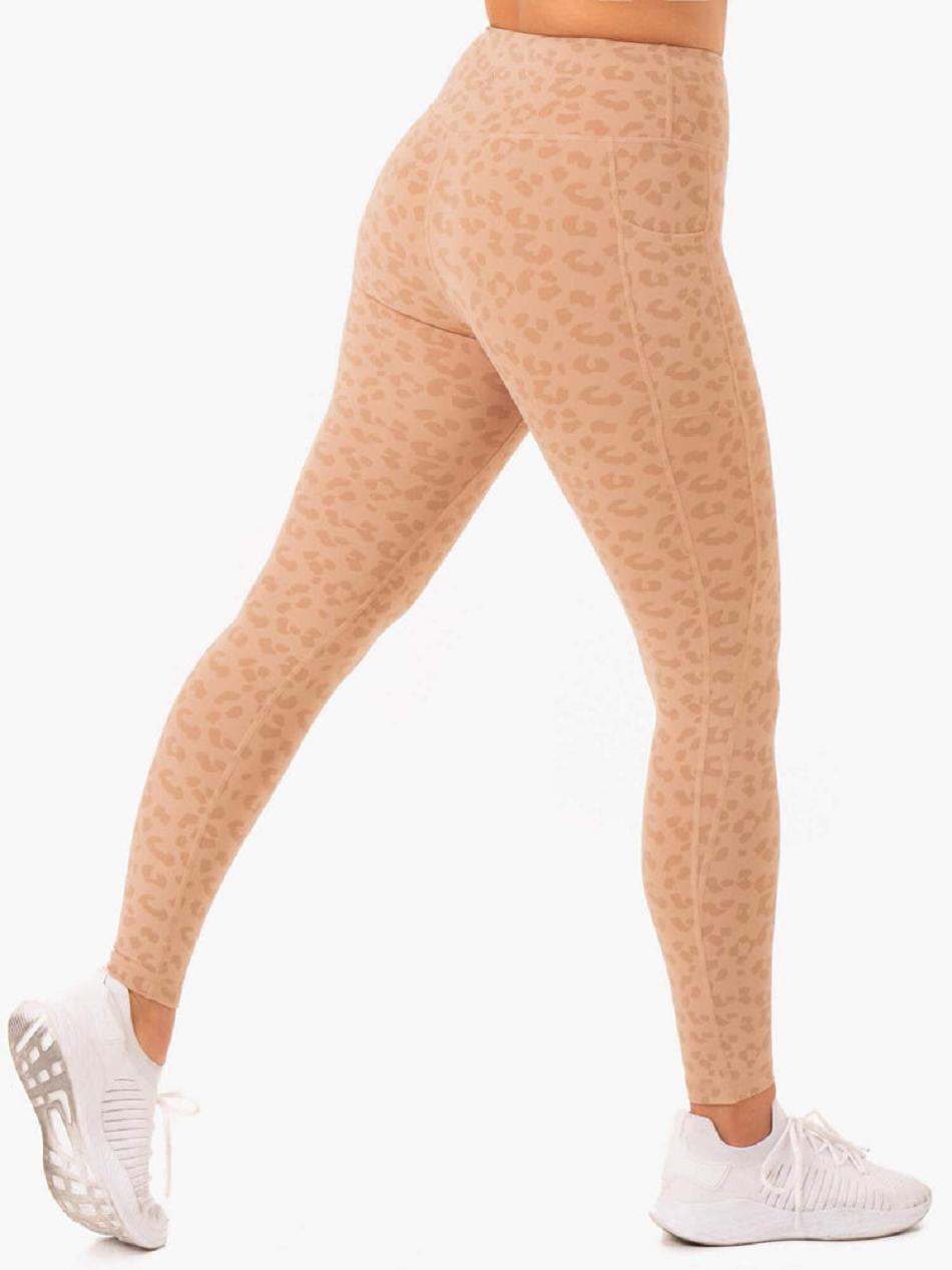 Brown / Leopard Women's Ryderwear Ultra High Waisted Full Length Leggings | G5B66506