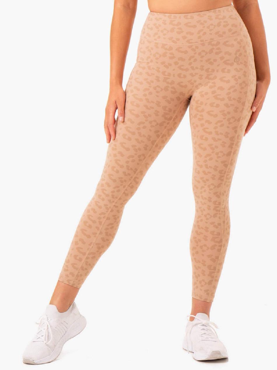 Brown / Leopard Women's Ryderwear Ultra High Waisted Full Length Leggings | G5B66506