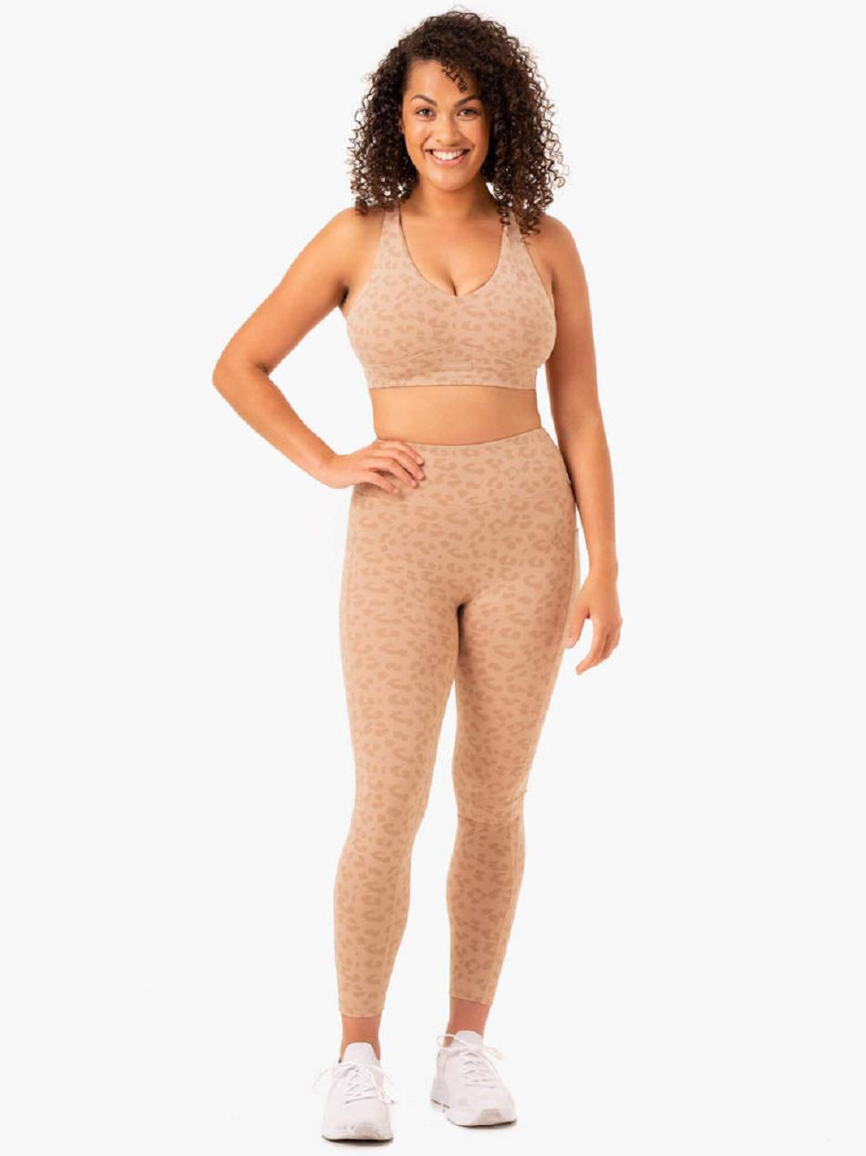 Brown / Leopard Women's Ryderwear Ultra High Waisted Full Length Leggings | G5B66506