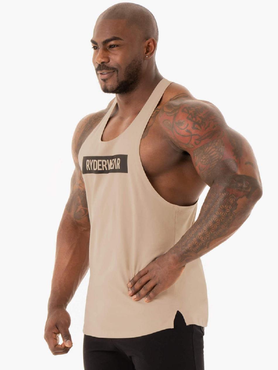 Brown Men's Ryderwear Base Stringer T-Back Tanks | NG7875426