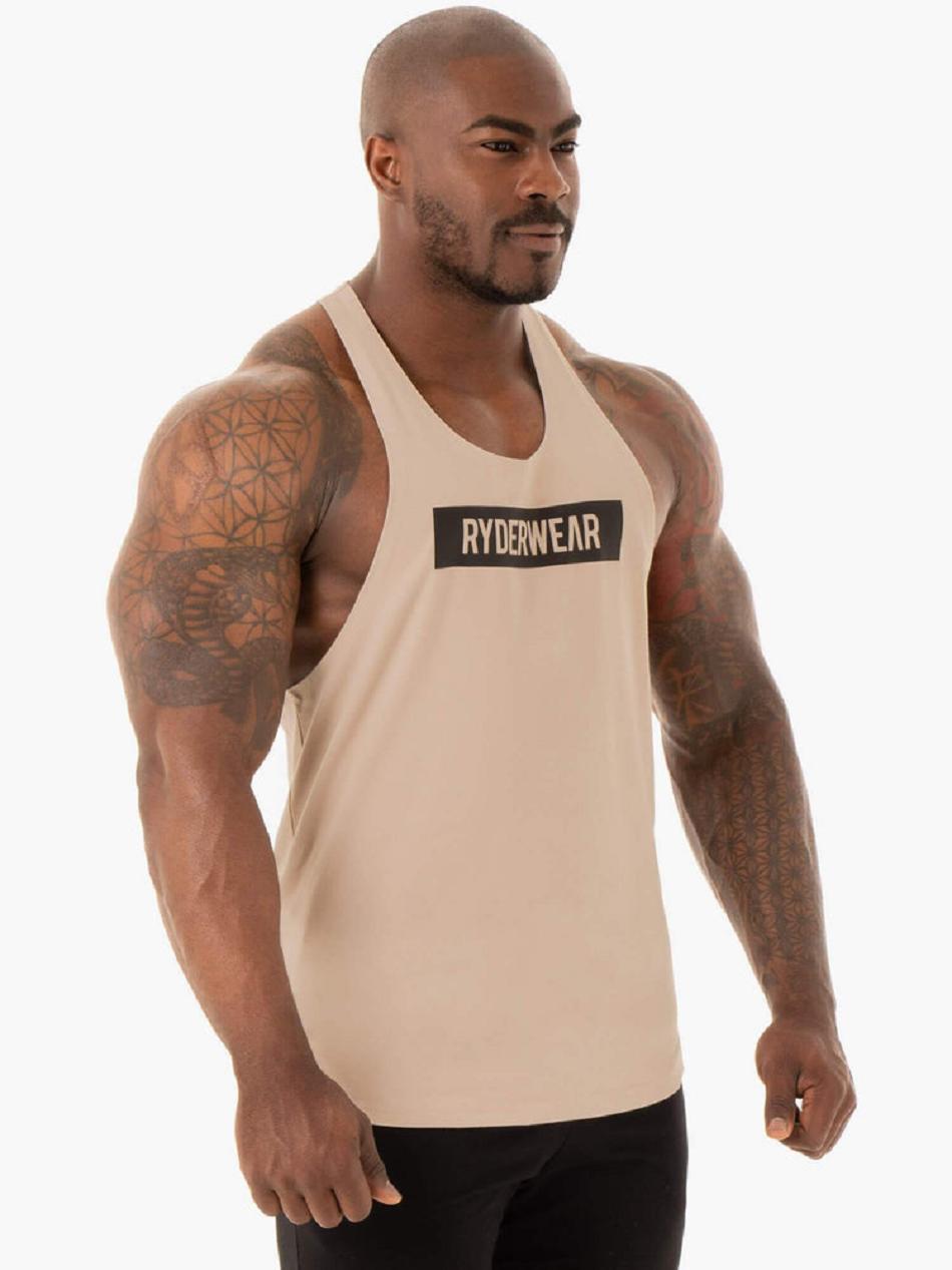 Brown Men's Ryderwear Base Stringer T-Back Tanks | NG7875426