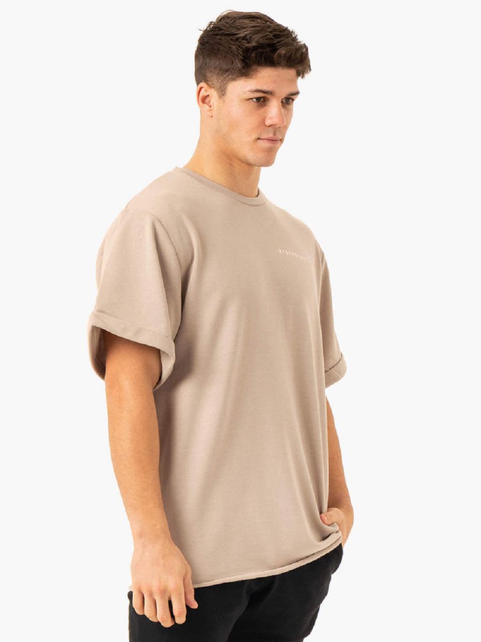 Brown Men's Ryderwear Pursuit Oversized Fleece T-shirt | 87KR52278