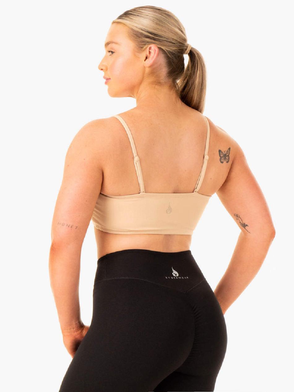 Brown Women's Ryderwear Convertible Bandeau Sports Bras | 53RC49654