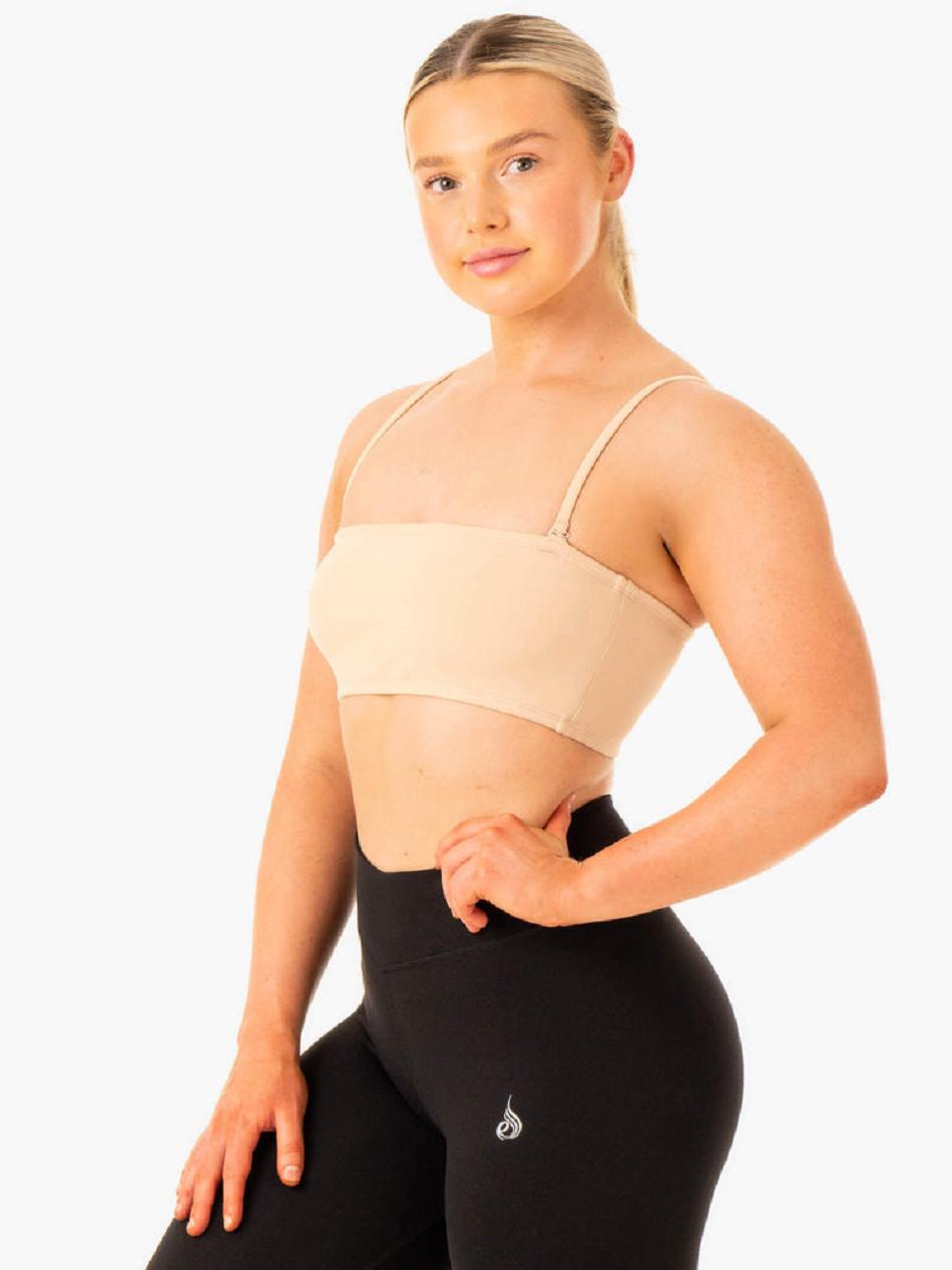 Brown Women's Ryderwear Convertible Bandeau Sports Bras | 53RC49654