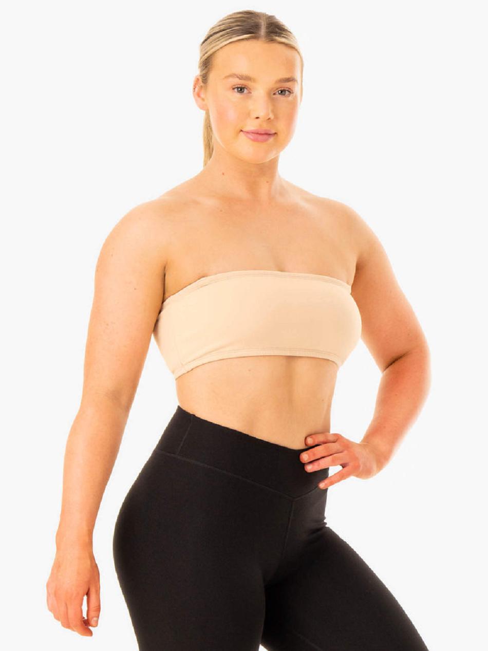 Brown Women's Ryderwear Convertible Bandeau Sports Bras | 53RC49654