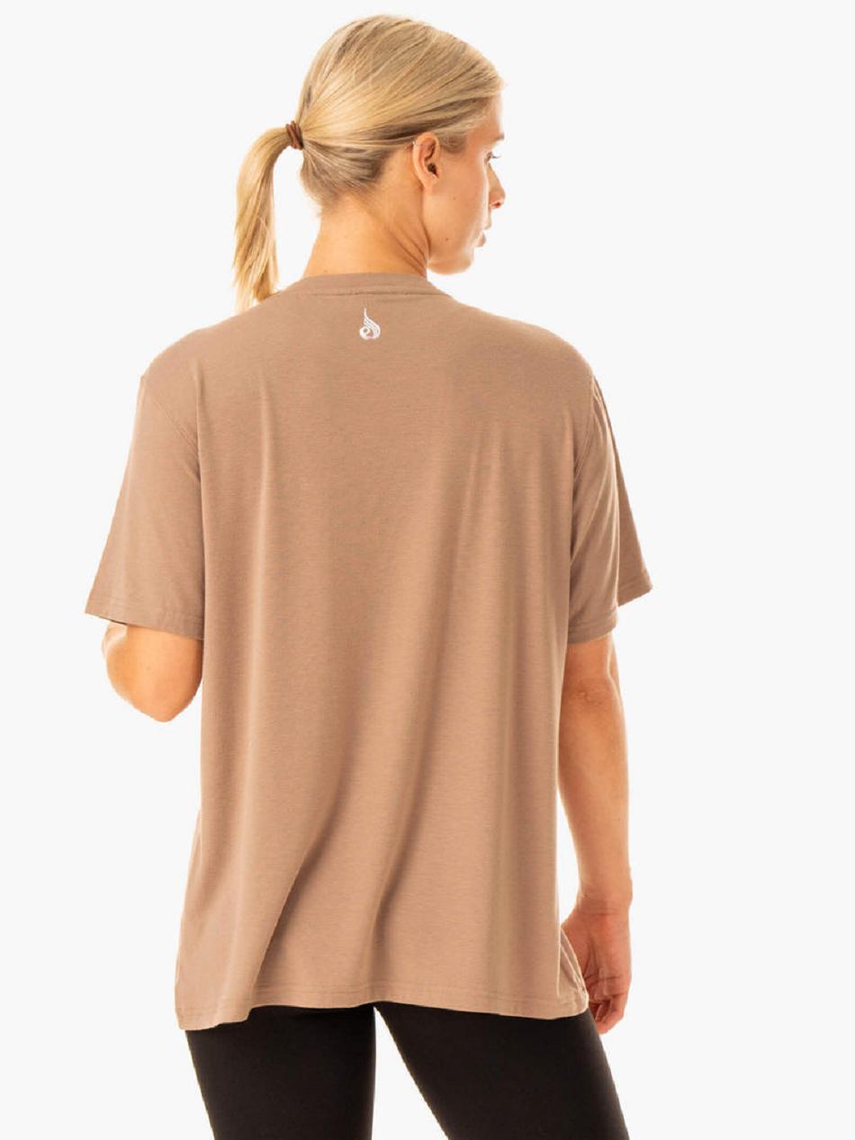 Brown Women's Ryderwear Edit Longline T-Shirt Top | REH34338