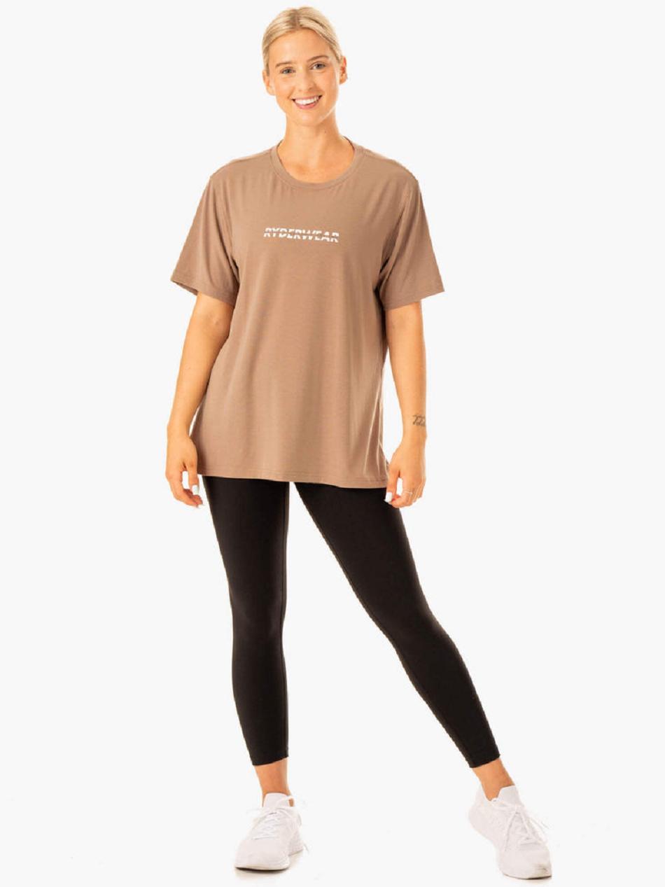 Brown Women's Ryderwear Edit Longline T-Shirt Top | REH34338