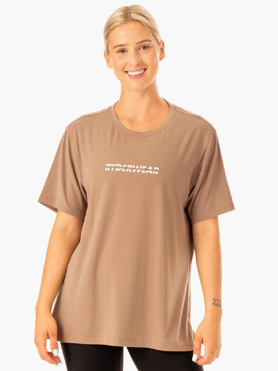 Brown Women\'s Ryderwear Edit Longline T-Shirt Top | REH34338