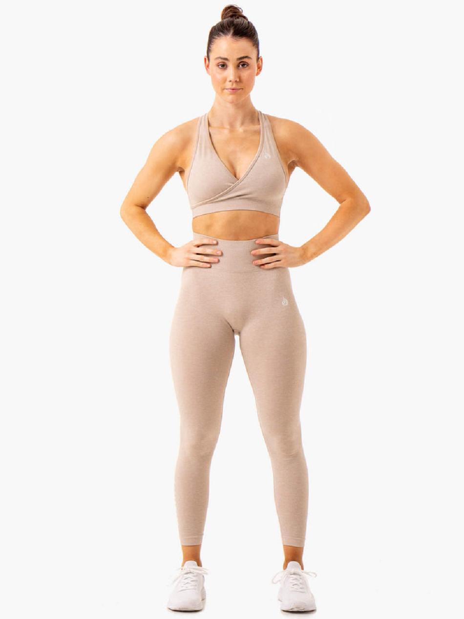 Brown Women's Ryderwear Essential Leggings Seamless | 44RT60917