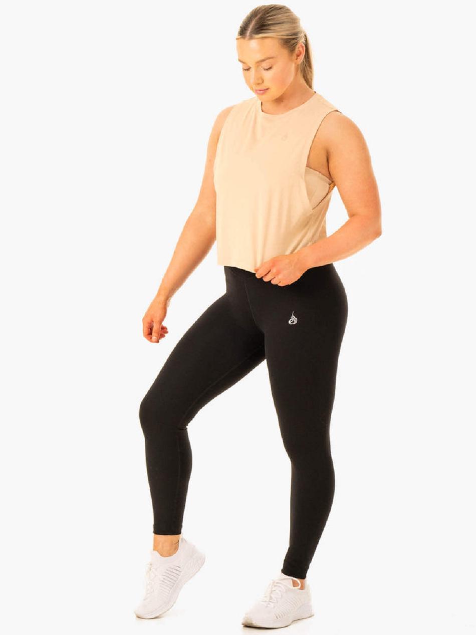 Brown Women's Ryderwear Flow Scoop Tanks | 70HF11100