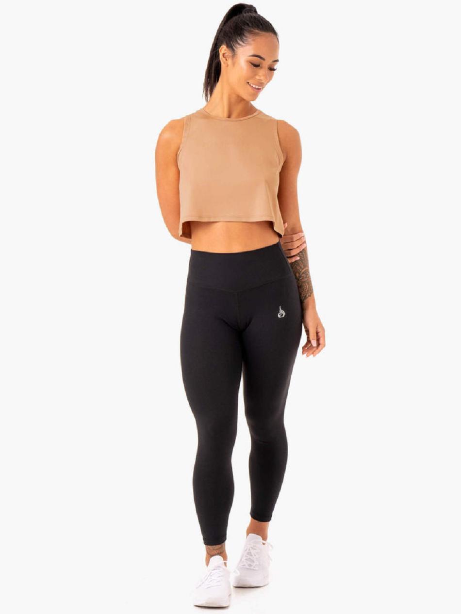 Brown Women's Ryderwear Hybrid Muscle Tanks | 73GA64167