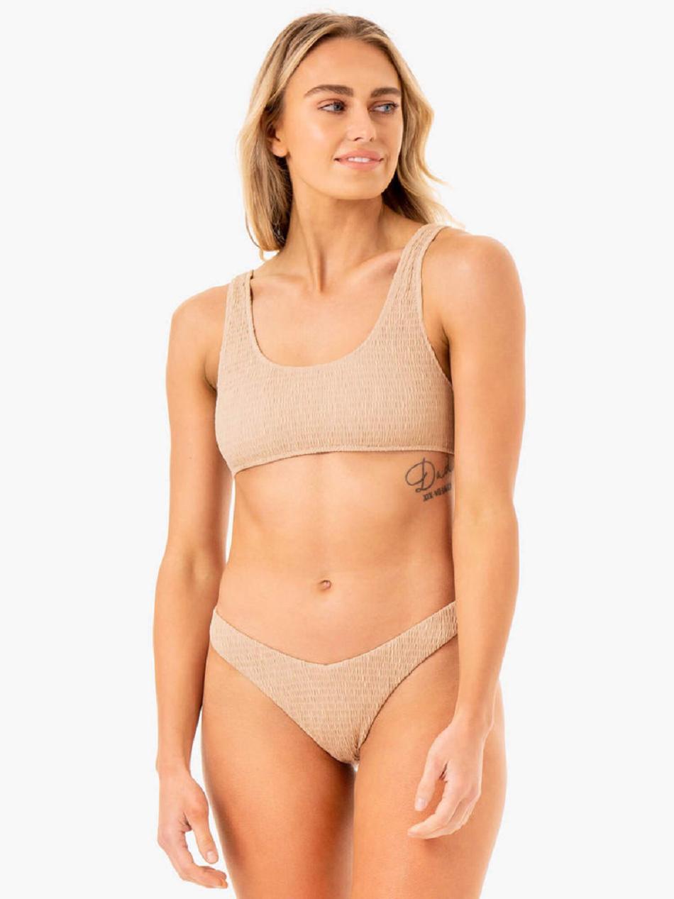 Brown Women's Ryderwear Paradise V Bikini Bottom Swimwear | 5G7482261