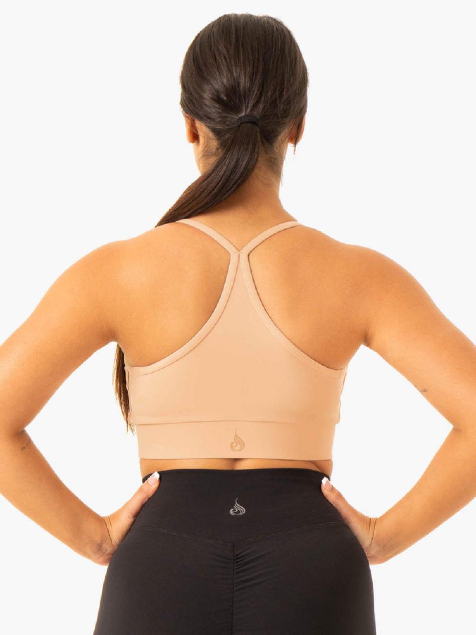 Brown Women's Ryderwear Serene Cross Over Sports Bras | HY5457093